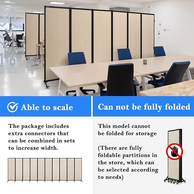 Upgrade Version Room Partition and Divider, Freestanding Rolling Dividers - Image 3