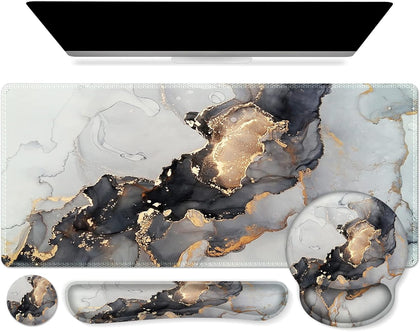 iCasso Grey Marble Mouse Mat 35.4"x15.7", Computer Pad for Teacher