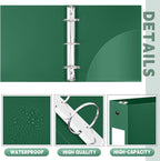Henoyso 12 Pcs 3 Ring Binder 2 Inch Round Fits Letter Size 8.5'' x 11'' Paper - Image 3