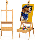 large beech wood h-frame easel,painting easel with storage,up, main product view