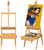large beech wood h-frame easel,painting easel with storage,up, main product view