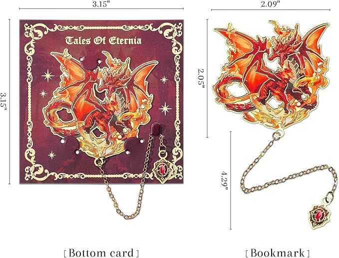 Fantasy Fourth Wings Dragon Bookmarks -4 Designs: Fire Red, Ice Blue, Thunder - Image 2
