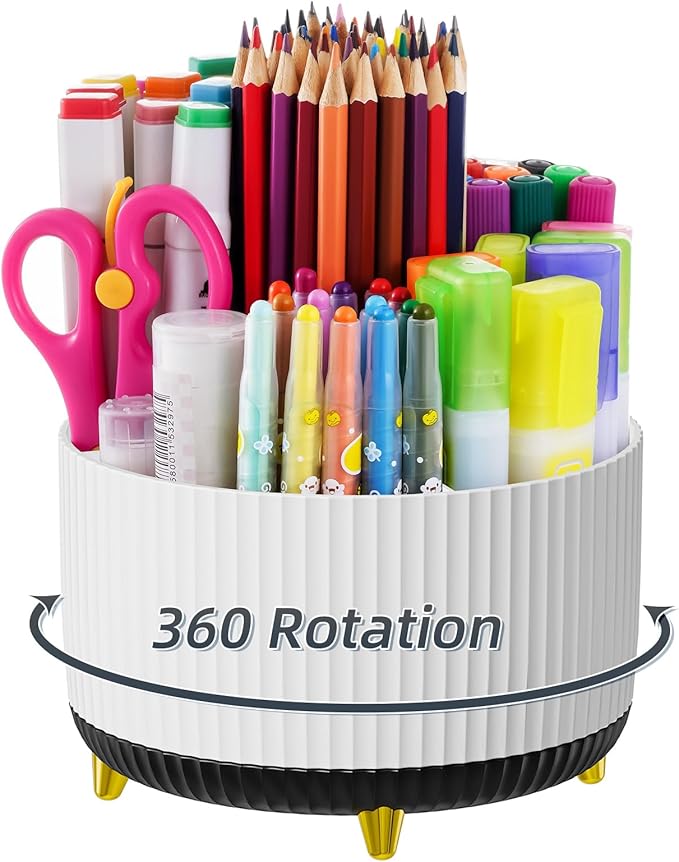 Marbrasse Desk Organizer, 360-Degree Rotating Pen Holder, Desk Organizers and by Marbrasse