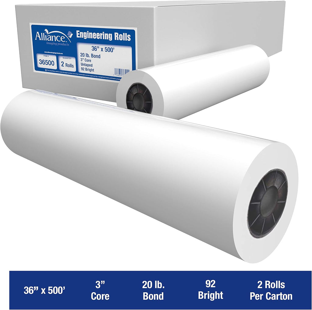 Alliance Wide Format Paper Bond Engineering Rolls (2 Rolls, 36 In x 500 Ft)
