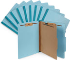 Blue Summit Supplies 10 Classification Folders, 1 Divider, Light Blue | Heavy-duty, letter size, 2 in expansion, 2 prong fasteners, 1 divider, for medical and legal files