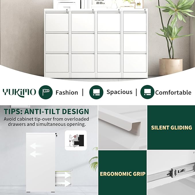 Yukimo 3 Drawer File Cabinet - Image 7