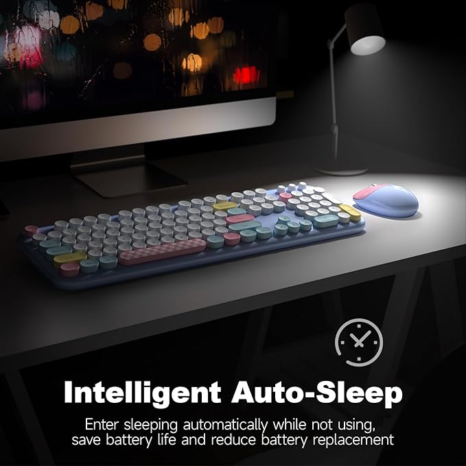 Wireless Keyboard and Mouse Combo, 2.4G Retro Typewriter Keyboard - Image 4