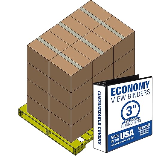 Samsill Economy 3 Inch 3 Ring Binder Bulk Pallet, Made in The USA, Round Ring by Samsill