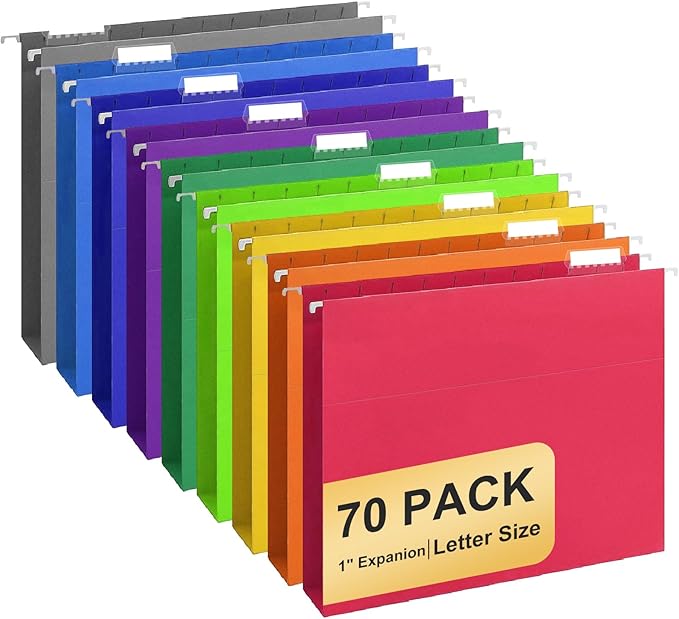 Hanging File Folders, 70 Pack Letter Size Hanging File folders by YOPCDJ
