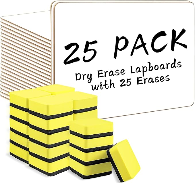 Dry Erase Lapboards, HERKKA 25 Pack Double Sided Small Dry Erase Whiteboards 9 by HERKKA