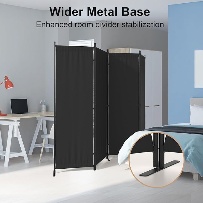 Kecreque Room Divider 4 Panel Partition Room Dividers & Folding Privacy Screens - Image 8
