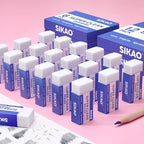 White Erasers, 6 Pack Block Pencil Erasers – Smudge-Free Latex-Free, Erasers - Image 5