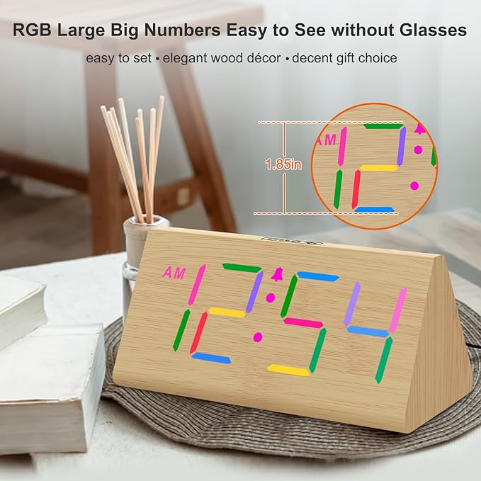 DreamSky Wooden Digital Alarm Clock - Image 2