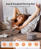 dreamegg d1+ sound machine alarm clock, 29 soothing showing dimensions