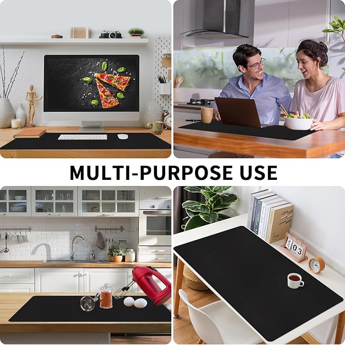 Bloss Black Desk Mat, Leather Desk Pad, Desk Matt - Image 6
