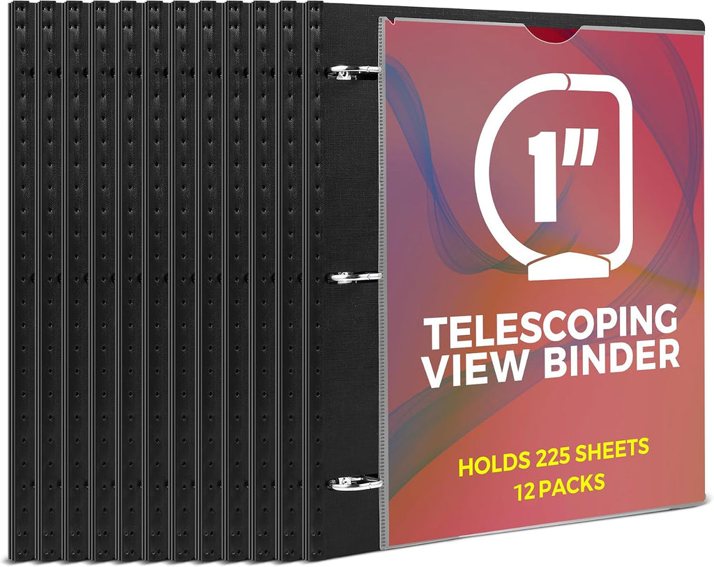 MAKHISTORY 1 Inch Telescoping 3 Ring Binder-12PCS, Flexible Binder