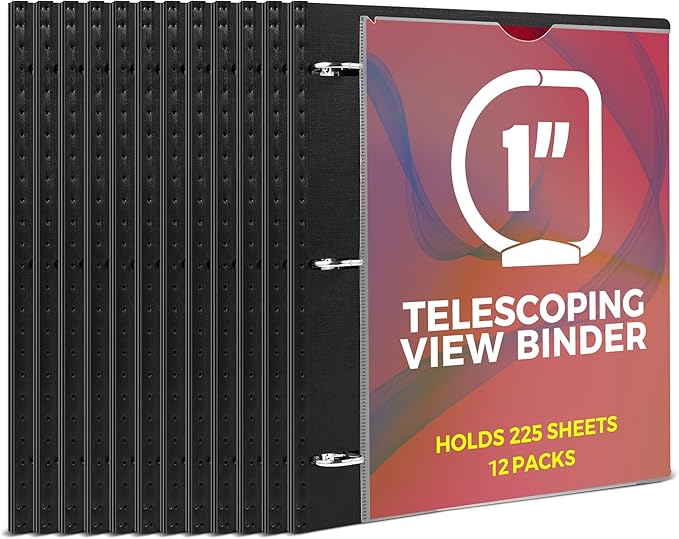 MAKHISTORY 1 Inch Telescoping 3 Ring Binder-12PCS, Flexible Binder by MAKHISTORY