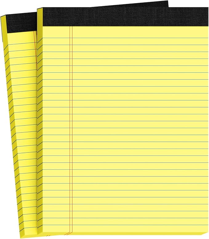 Legal Pads 8.5 X11, Narrow Ruled Notepads, 2 Pack, 50 Sheet/Pad, Tear Off by Glyanlee