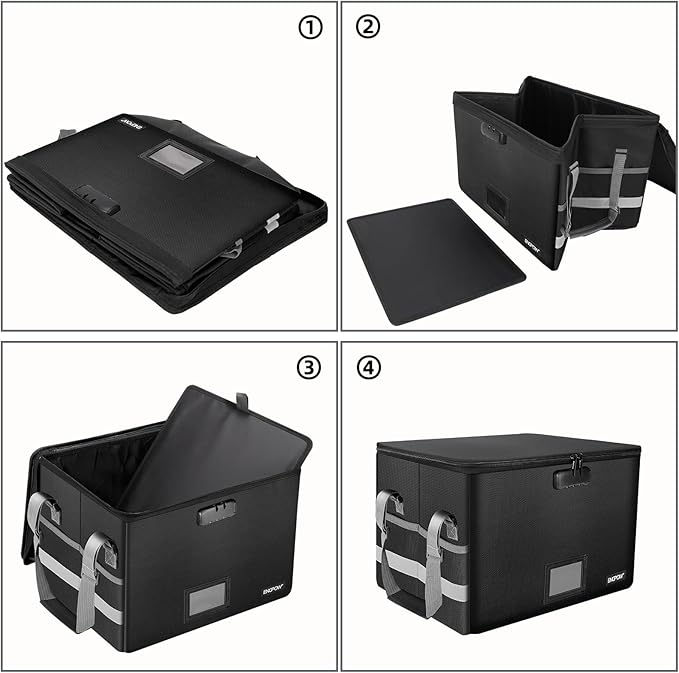 ENGPOW File Box with Lock, Fireproof Document Box with Zipper＆Pockets, - Image 7
