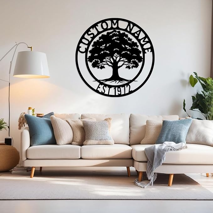 Custom oak Tree of Life, Oak Tree Family Monogram, Custom Metal Signs, - Image 5