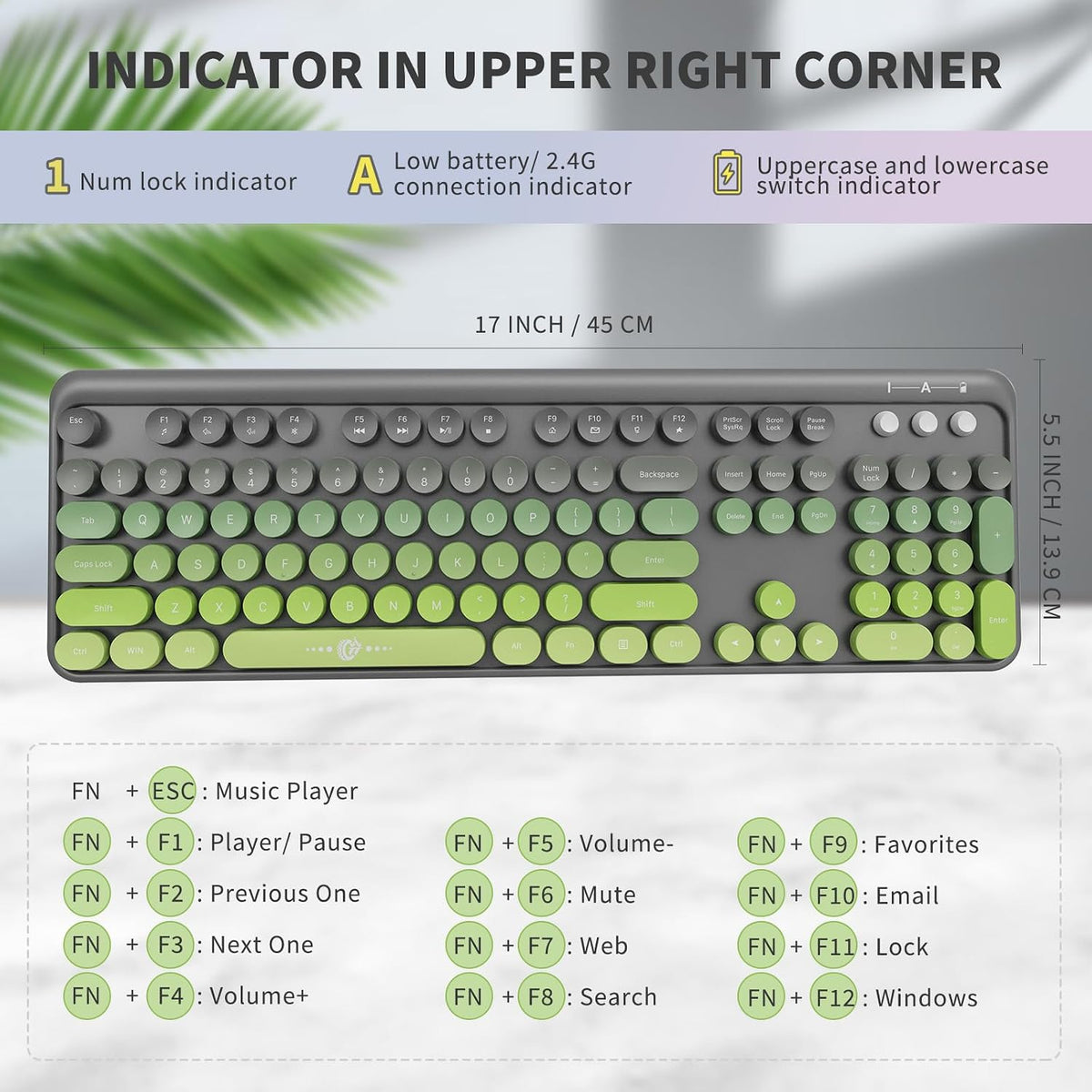 FOPETT Wireless Keyboard and Mouse Combo - 2.4G Full-Sized Cute Colorful Mous...