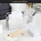 BLU MONACO White Metal Mesh Letter Sorter | 3-Slot Mail Organizer - Image 3