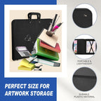 19" x 14" art portfolio tote bag with, side view