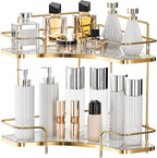 Seoneiro 2 Tier Corner Bathroom Counter Organizer, Cosmetic Skincare Organizer by Seoneiro