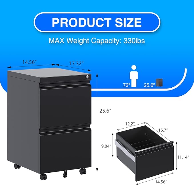 METAN 2 Drawer File Cabinet - Image 3