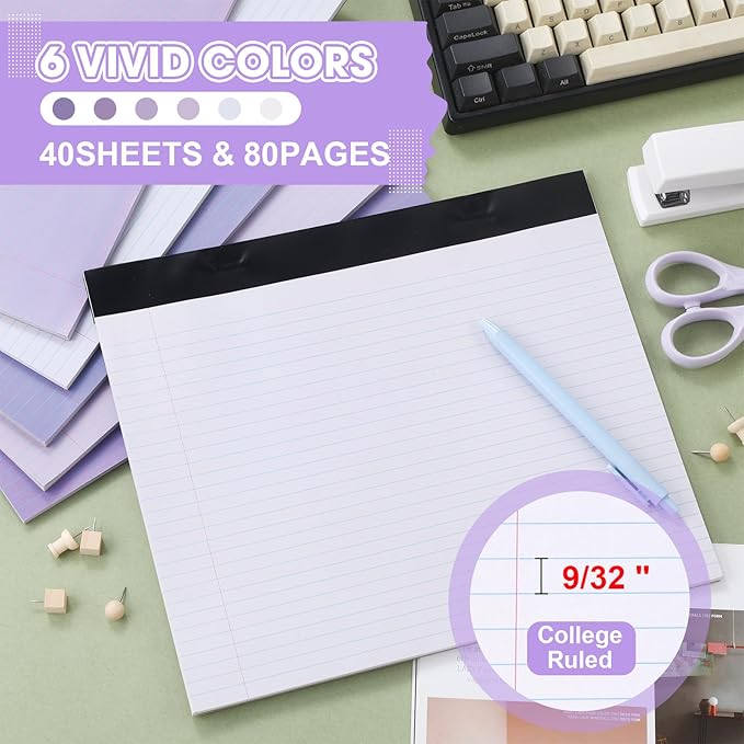 Lincia 6 Pcs 11" x 9.5" Legal Pads College Ruled Notepad Landscape Notebook - Image 3