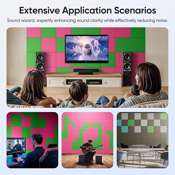 UNECHO 12 Pack 12" X 12" X 0.4" Acoustic Panels - Image 6