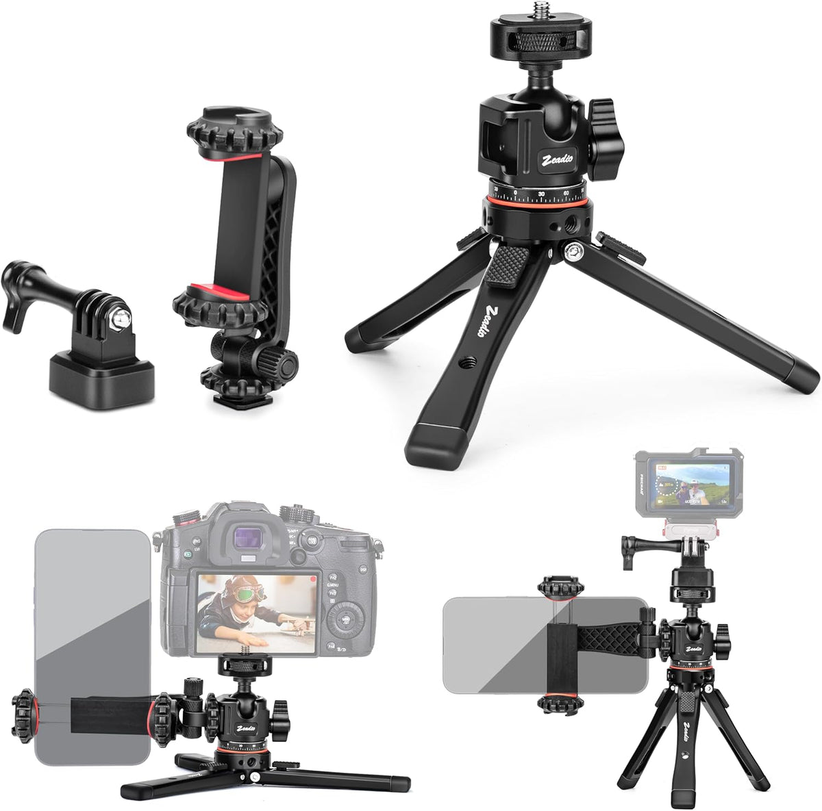 Zeadio Metal Camera Mini Tripod,