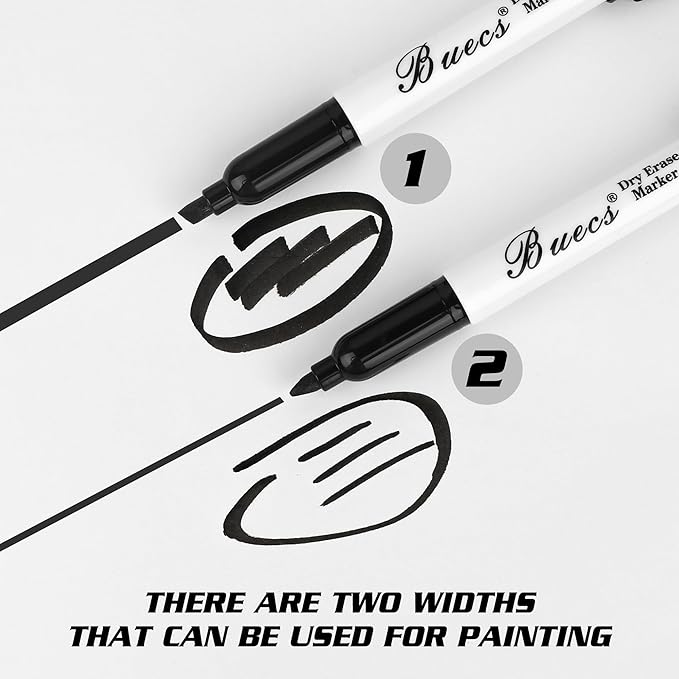 Buecs Black Dry Erase Markers, Chisel tip, Dry-Erase Boards, School Office - Image 6