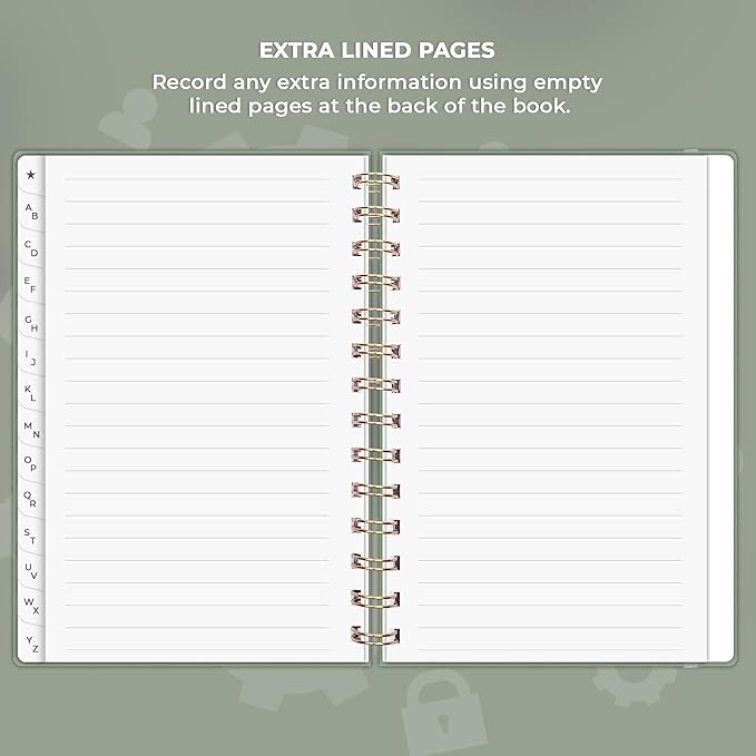 Clever Fox Password Book Spiral – Internet Address & Password Organizer - Image 6