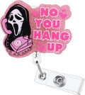 BVIIE No You Hang Up Funny Ghost Badge Reel, Retractable ID Card Pink Badge by BVIIE