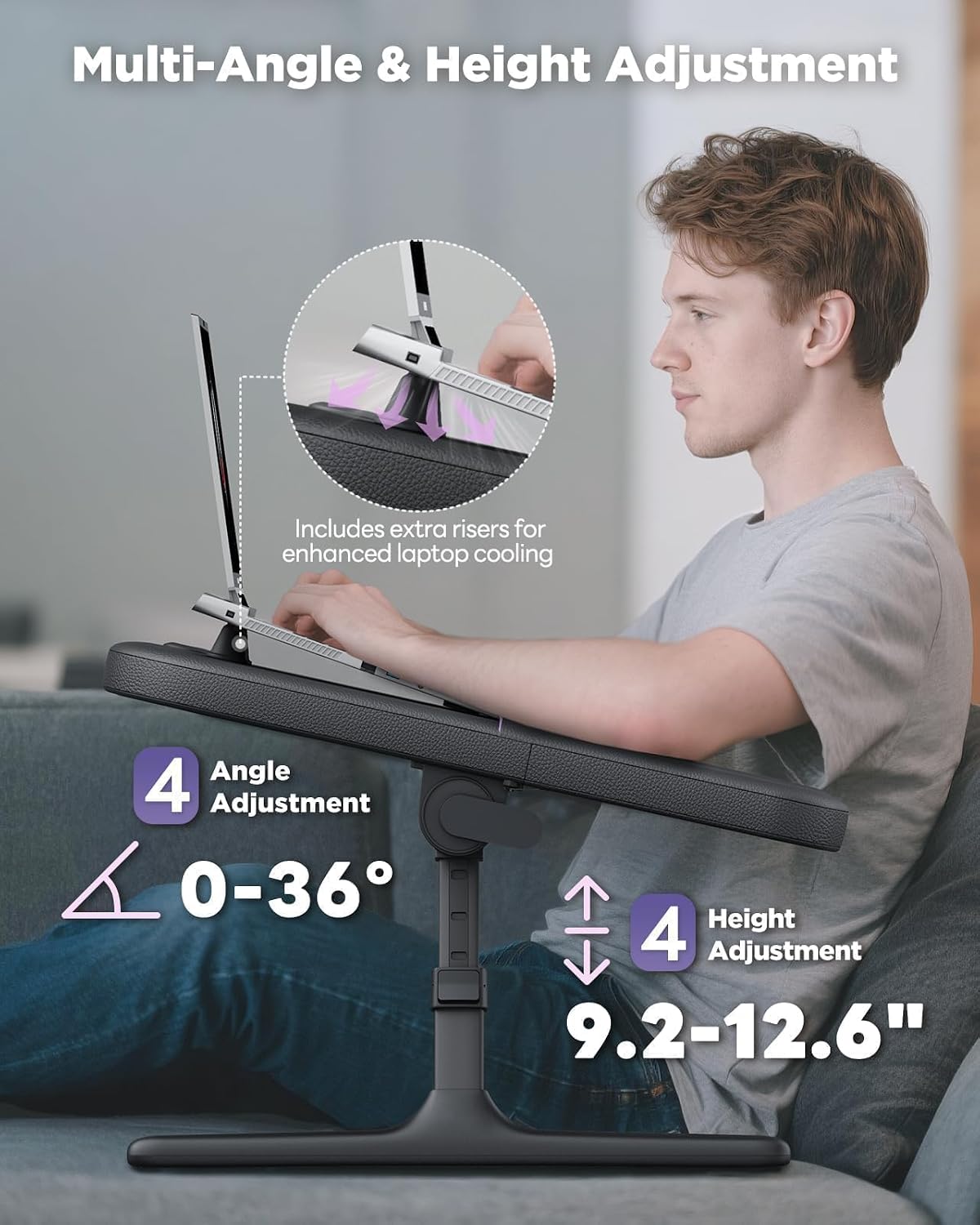 SAIJI Laptop Lap Desk for Bed & Couch with Soft Armrest, Bed Desk Table