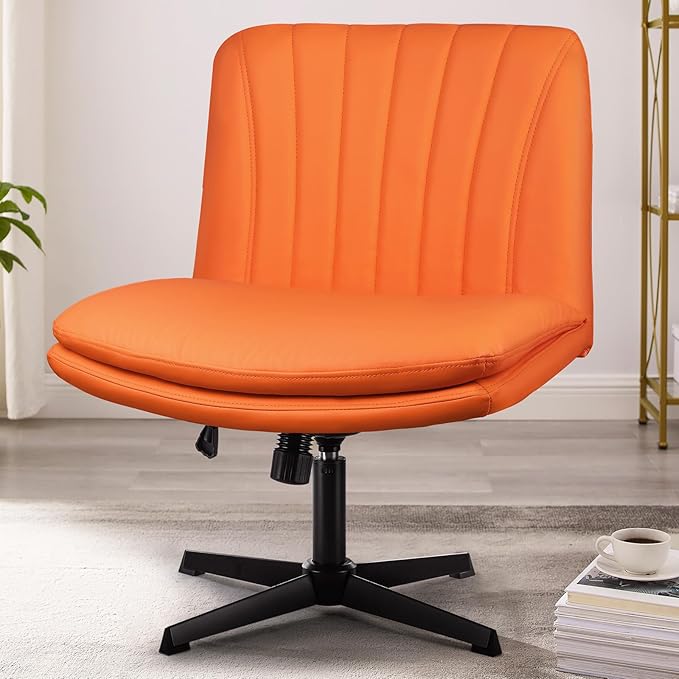 PUKAMI Criss Cross Legged Office Chair, Armless Office Desk Chair No Wheels by PUKAMI