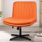 PUKAMI Criss Cross Legged Office Chair, Armless Office Desk Chair No Wheels by PUKAMI