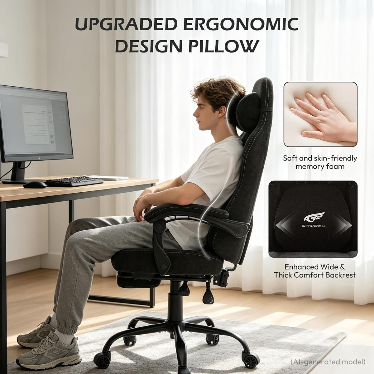 Ergonomic Gaming Chair for Adults - Comfortable Office Computer Chair with 20...