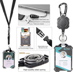 AIDSOTOU Badge Holder Retractable Clip Heavy Duty Carabiner Badge Reel Keychain - Image 3