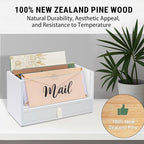 Two-Layer Solid Wooden Mail Storage Organizer Holder - Image 4
