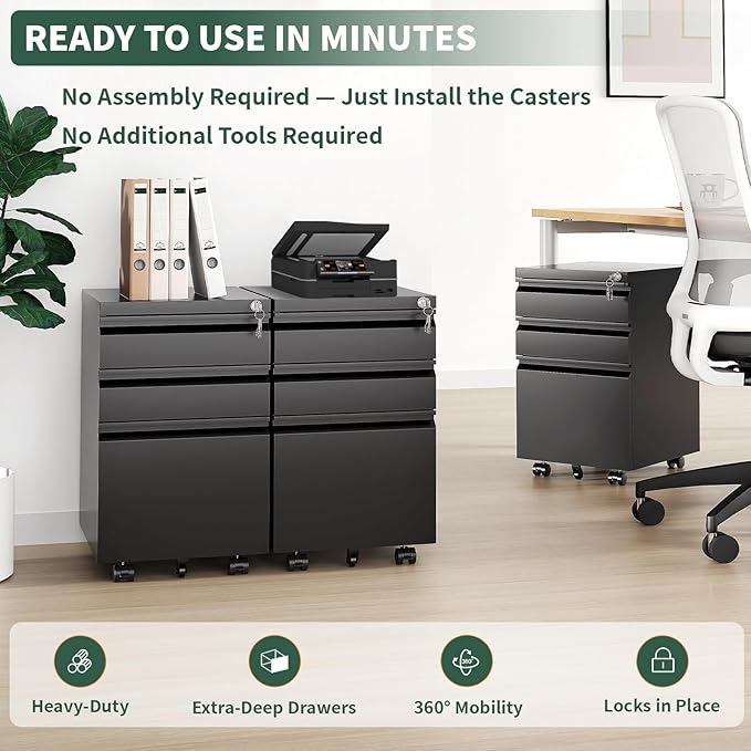 TEEALUBAN 3 Drawer File Cabinet - Image 3