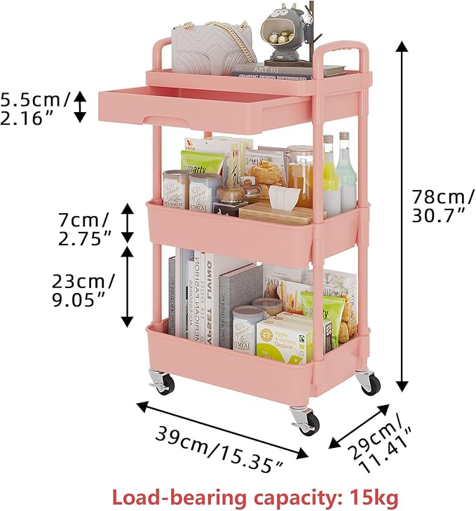 Calmootey 3-Tier Rolling Utility Cart - Image 5