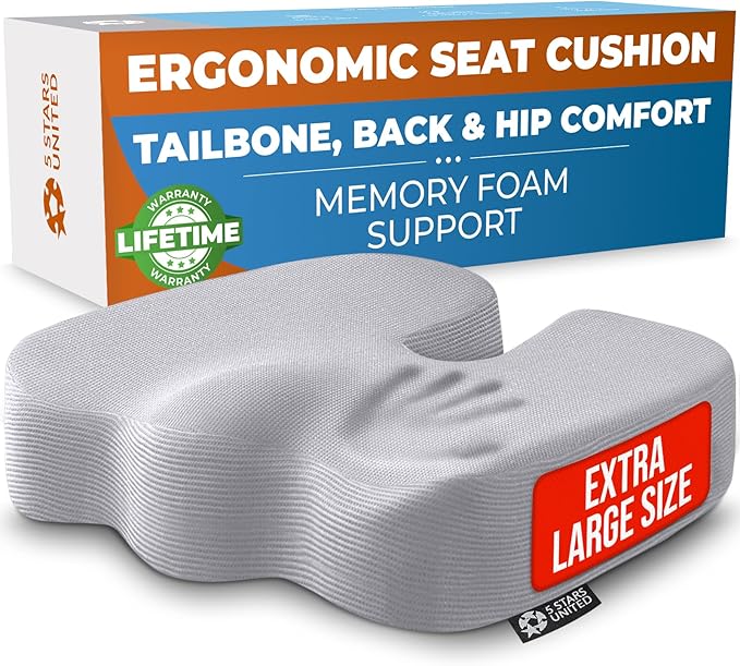 5 STARS UNITED Seat Cushion for Tailbone Pain Relief – Memory Foam Cushion for by 5STARSUNITED