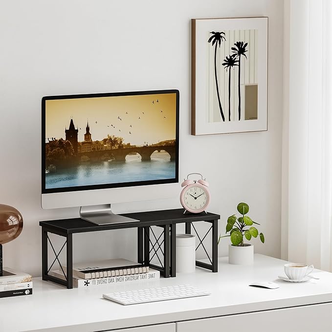 Honiter Desk Shelf Desktop Organizer 2 Tier Wood Small Bookshelf, Rustic Brown - Image 4