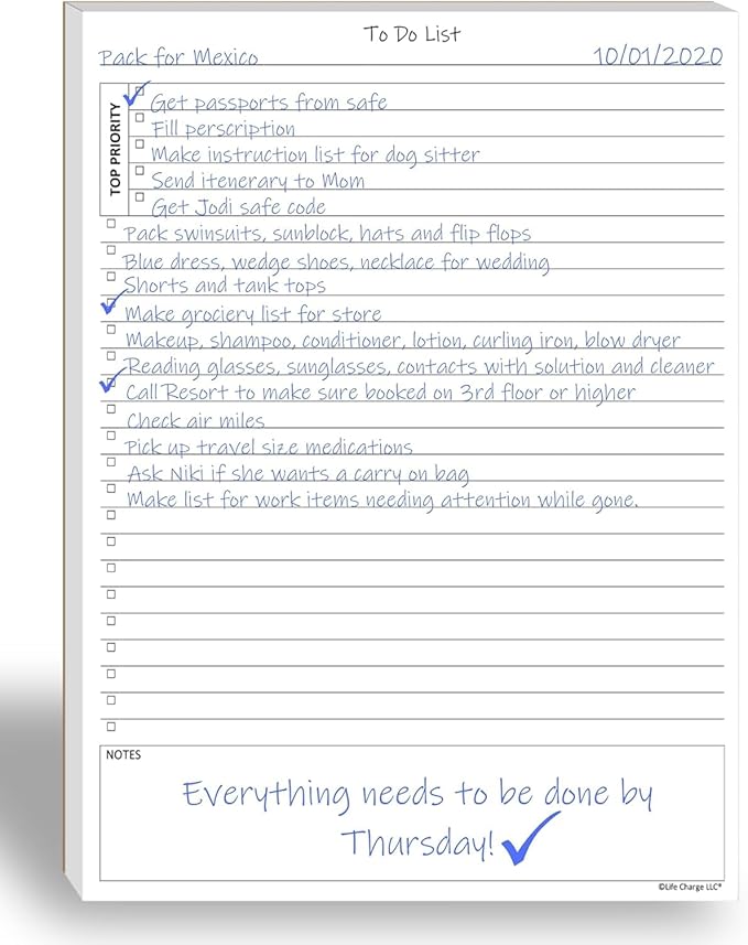 TO DO List Planner Notepad, 60 Page Planning Pad. Undated ToDo Checklist by LifeCharge