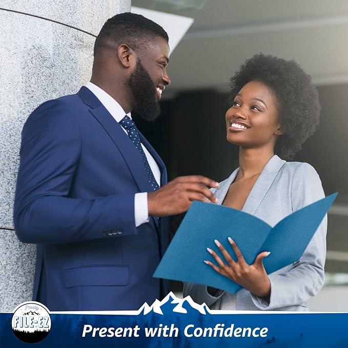 FILE-EZ Two-Pocket Folders, Light Blue, Textured Paper, Letter Size - Image 3
