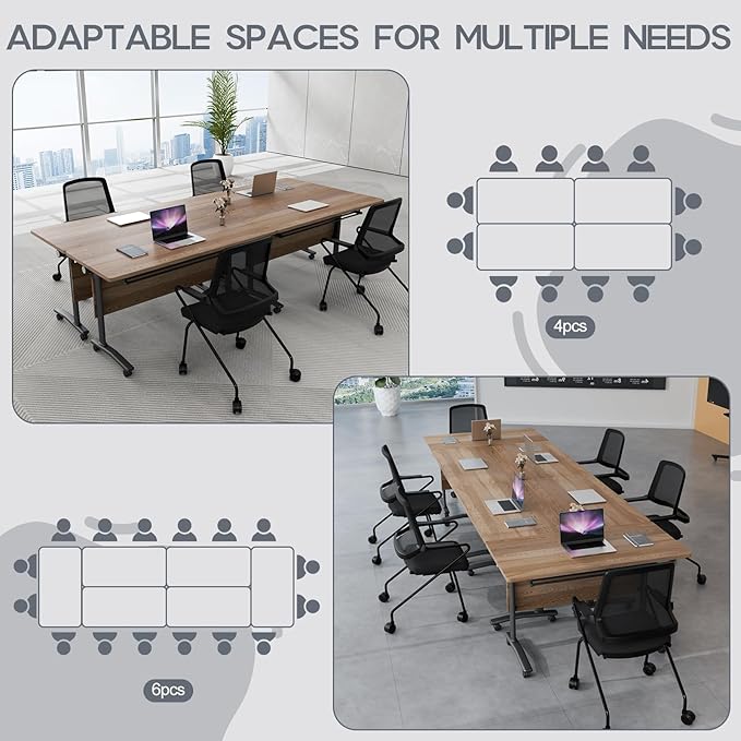 Folding Conference Table 4ft 5ft, Foldable Office Meeting Desk - Image 6