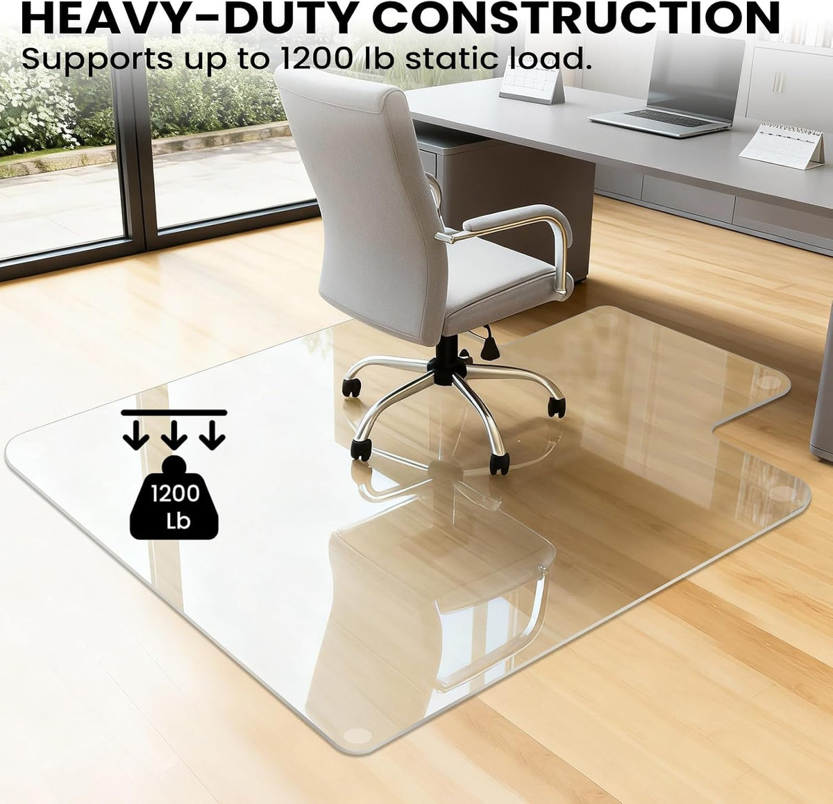 Tempered Glass Chair Mat with Lip, 36”x48” Heavy-Duty Office Floor Protector ...