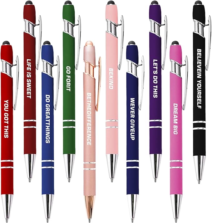CRME Colored Motivational Pens Set Black Ink Ballpoint Pens Funny Office by Unknown